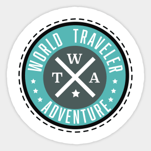 World Traveler Adventure retro logo Sticker